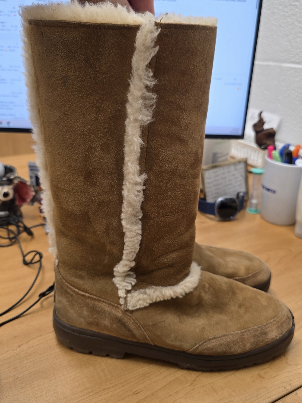UGG Women's Chestnut Suede Shearling Tall Boots